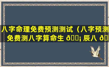 八字命理免费预测测试（八字预测免费测八字算命生 🐡 辰八 🐱 字测）